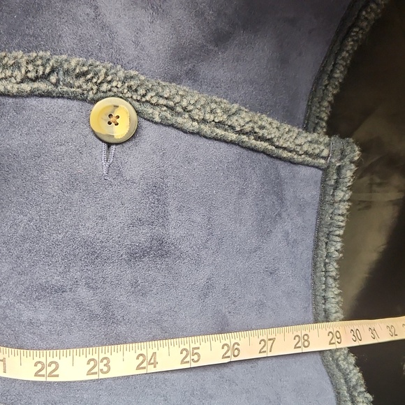 L.L.BEAN RARE blue suede,Sailor sherpa lined button-down winter jacket - Picture 12 of 13